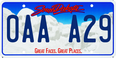 SD license plate 0AAA29