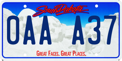 SD license plate 0AAA37