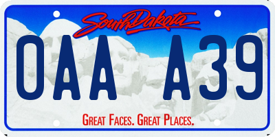 SD license plate 0AAA39