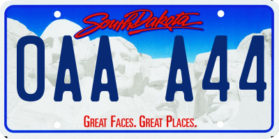 SD license plate 0AAA44