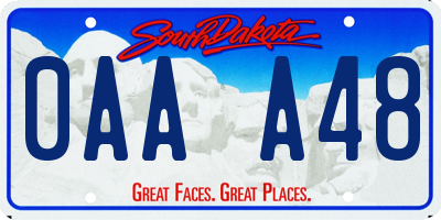 SD license plate 0AAA48