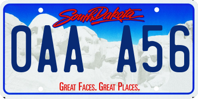SD license plate 0AAA56