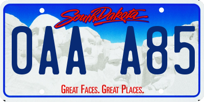 SD license plate 0AAA85