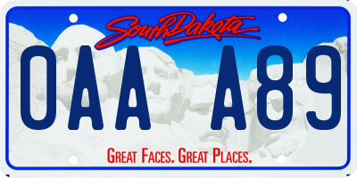 SD license plate 0AAA89