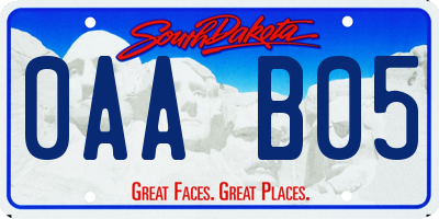 SD license plate 0AAB05