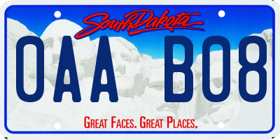 SD license plate 0AAB08
