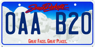 SD license plate 0AAB20