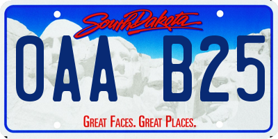 SD license plate 0AAB25