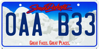 SD license plate 0AAB33