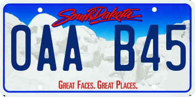 SD license plate 0AAB45