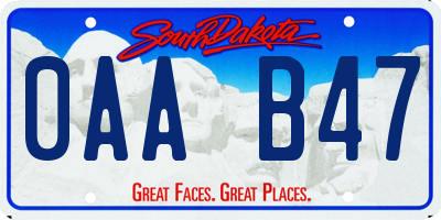 SD license plate 0AAB47