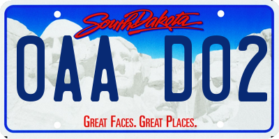 SD license plate 0AAD02
