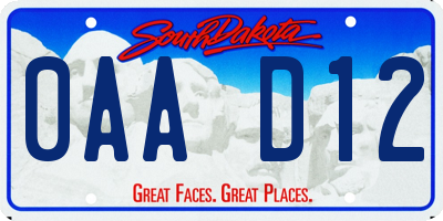 SD license plate 0AAD12