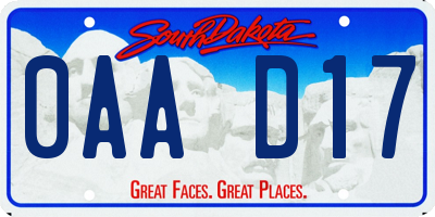 SD license plate 0AAD17