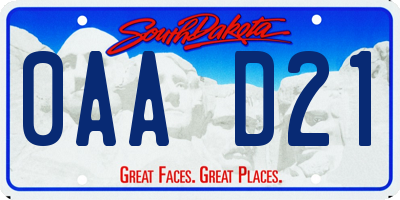 SD license plate 0AAD21