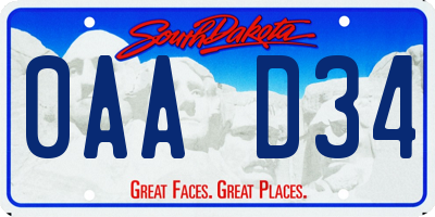 SD license plate 0AAD34