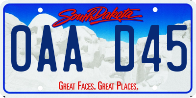 SD license plate 0AAD45