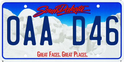 SD license plate 0AAD46