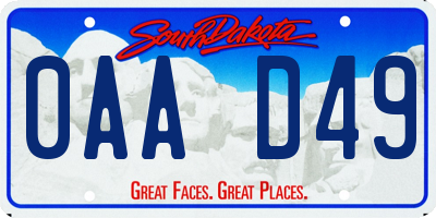 SD license plate 0AAD49