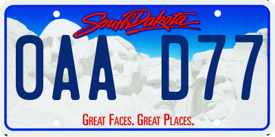 SD license plate 0AAD77
