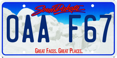 SD license plate 0AAF67