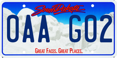 SD license plate 0AAG02