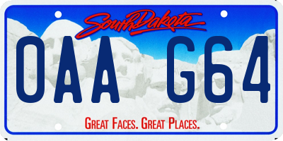SD license plate 0AAG64