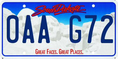 SD license plate 0AAG72