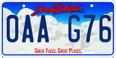 SD license plate 0AAG76