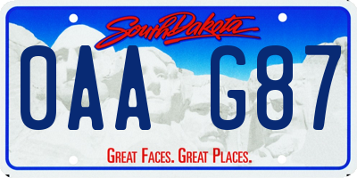 SD license plate 0AAG87