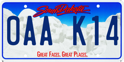 SD license plate 0AAK14