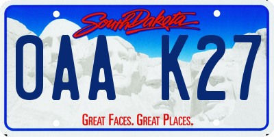 SD license plate 0AAK27