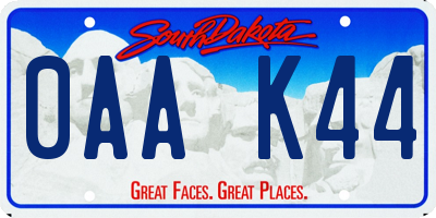 SD license plate 0AAK44