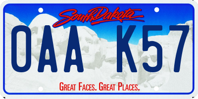 SD license plate 0AAK57