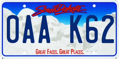 SD license plate 0AAK62