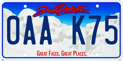 SD license plate 0AAK75