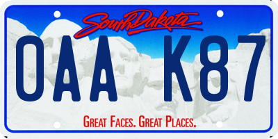 SD license plate 0AAK87
