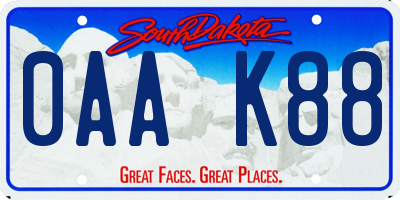 SD license plate 0AAK88