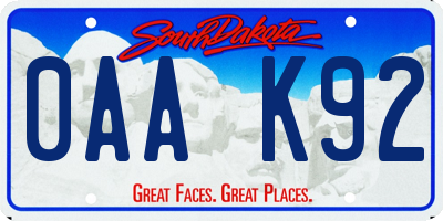 SD license plate 0AAK92