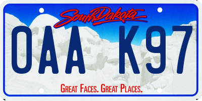 SD license plate 0AAK97
