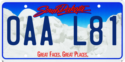 SD license plate 0AAL81