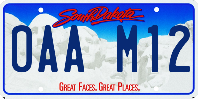 SD license plate 0AAM12