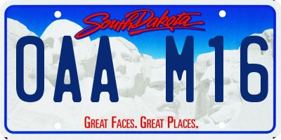 SD license plate 0AAM16