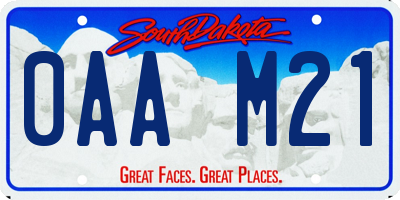SD license plate 0AAM21