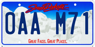 SD license plate 0AAM71
