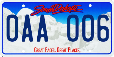 SD license plate 0AAO06