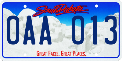 SD license plate 0AAO13