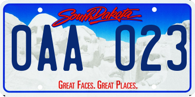 SD license plate 0AAO23