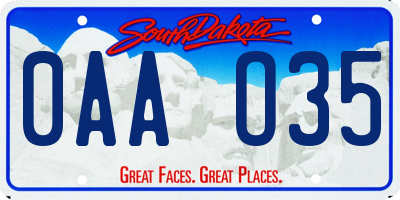 SD license plate 0AAO35
