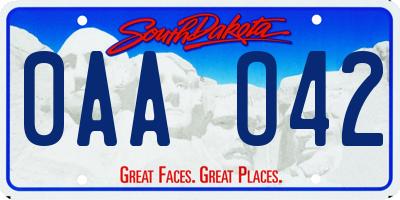 SD license plate 0AAO42